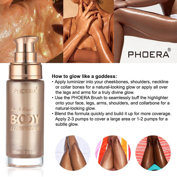 Body luminizer Makeup Cream Face Body Shimmer Make Up Liquid Brighten Foundation Cream Highlighter  Long Lasting