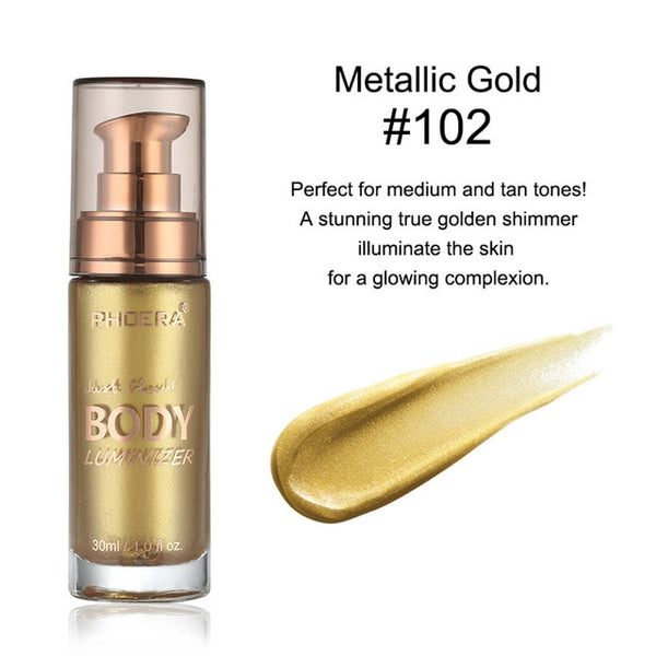 Body luminizer Makeup Cream Face Body Shimmer Make Up Liquid Brighten Foundation Cream Highlighter  Long Lasting