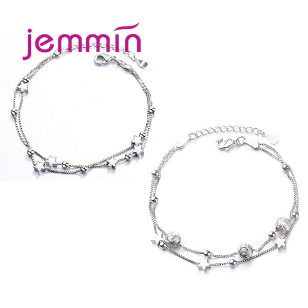925 Sterling Silver Charm Bracelet For Women Girls Wedding Engagement Cute Romantic Style Star Shape Best Gift For Beloved