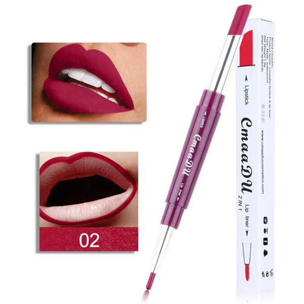 Cmaadu Multi-function 6 Colors Double-end Matte Lipstick Waterproof Lipliner Long Lasting Moisturizer Lip Stick Pencil  TSLM1