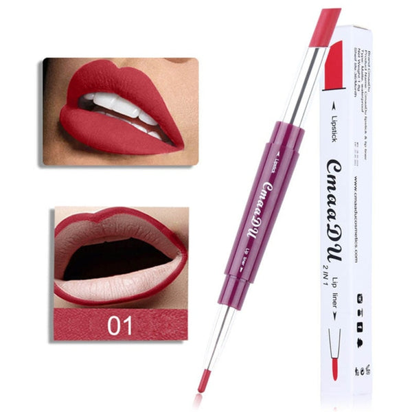 Cmaadu Multi-function 6 Colors Double-end Matte Lipstick Waterproof Lipliner Long Lasting Moisturizer Lip Stick Pencil  TSLM1