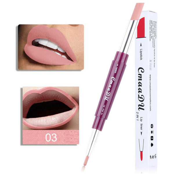 Cmaadu Multi-function 6 Colors Double-end Matte Lipstick Waterproof Lipliner Long Lasting Moisturizer Lip Stick Pencil  TSLM1
