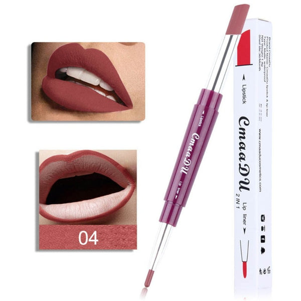 Cmaadu Multi-function 6 Colors Double-end Matte Lipstick Waterproof Lipliner Long Lasting Moisturizer Lip Stick Pencil  TSLM1