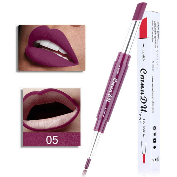 Cmaadu Multi-function 6 Colors Double-end Matte Lipstick Waterproof Lipliner Long Lasting Moisturizer Lip Stick Pencil  TSLM1