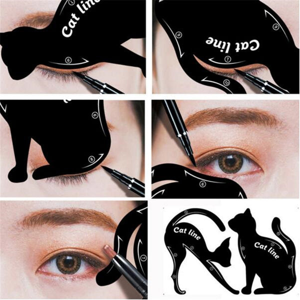 Beauty Eyebrow mold 2Pcs Women Cat Line Pro Eye Makeup Set Tool Eyeliner Template Shaper Model for women girl