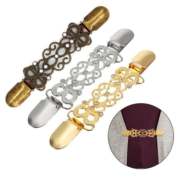 Women Cardigan Sweater collar clip Retro Duck-mouth Brooch Clips Gold Silver color Scarf Clasps Charm Accessories