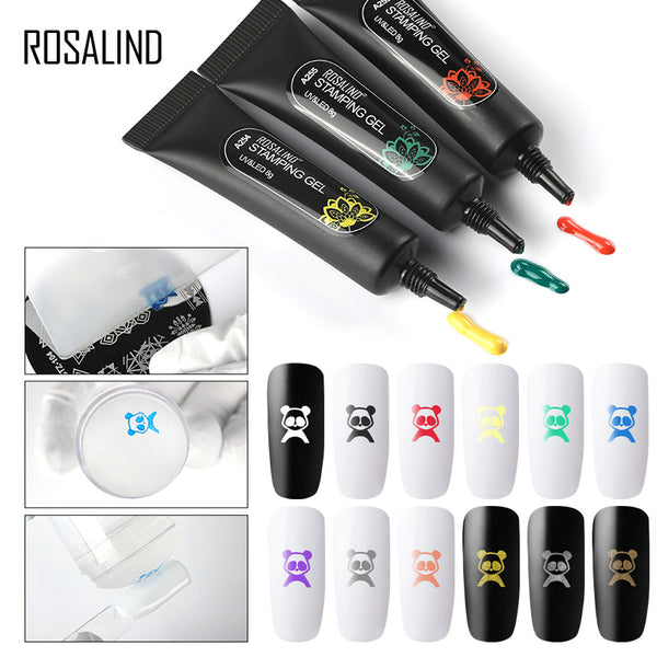 ROSALIND Gel Varnish Stamping Gel Lacquer Polish Paint Vernis Semi Permanent Nail Art Manicure Stamping Plate UV Gel Nail Polish