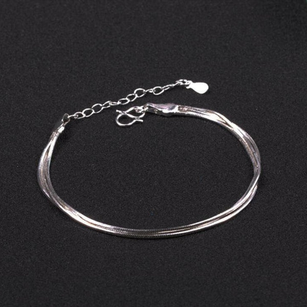 Hot Sale Sexy Beach Multilayer Snake Bones Anklets Foot Chain 925 Sterling Silver Foot Anklet Bracelet For Fashion Women Jewelry