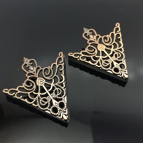 1Pair Crown Hollow Pattern Triangle Shirt Collar Horns Pin Gold Ancient Bronze Colors Tie Clips For DIY  Women Jewelry Findings