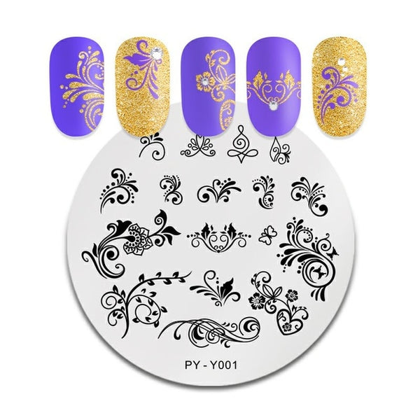 PICT YOU Halloween Nail Stamping Plates Pumpkin Flowers Animal Tropical Geometry Pattern Nail Art Image Lace Stamp Templates