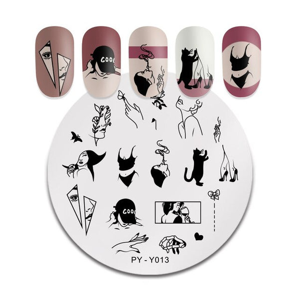 PICT YOU Halloween Nail Stamping Plates Pumpkin Flowers Animal Tropical Geometry Pattern Nail Art Image Lace Stamp Templates
