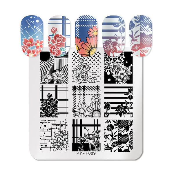 PICT YOU Halloween Nail Stamping Plates Pumpkin Flowers Animal Tropical Geometry Pattern Nail Art Image Lace Stamp Templates