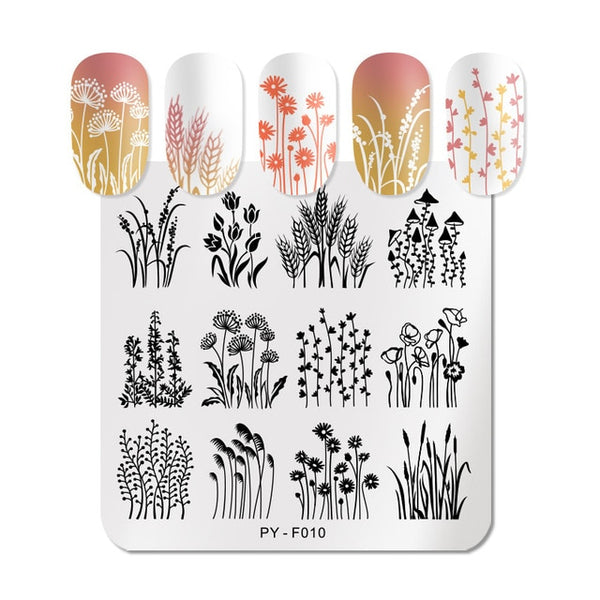 PICT YOU Halloween Nail Stamping Plates Pumpkin Flowers Animal Tropical Geometry Pattern Nail Art Image Lace Stamp Templates