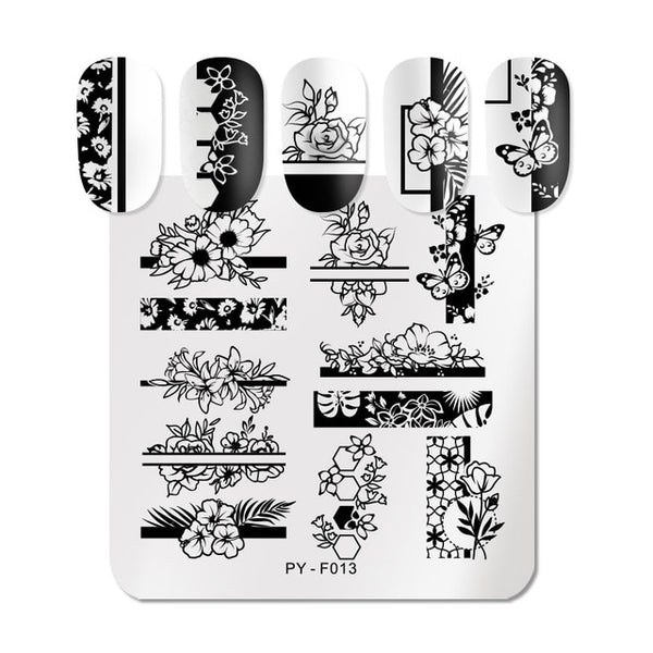 PICT YOU Halloween Nail Stamping Plates Pumpkin Flowers Animal Tropical Geometry Pattern Nail Art Image Lace Stamp Templates