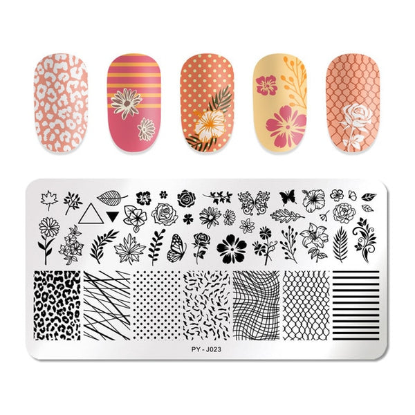 PICT YOU Halloween Nail Stamping Plates Pumpkin Flowers Animal Tropical Geometry Pattern Nail Art Image Lace Stamp Templates