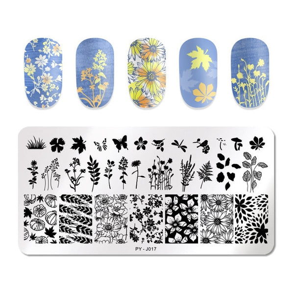 PICT YOU Halloween Nail Stamping Plates Pumpkin Flowers Animal Tropical Geometry Pattern Nail Art Image Lace Stamp Templates