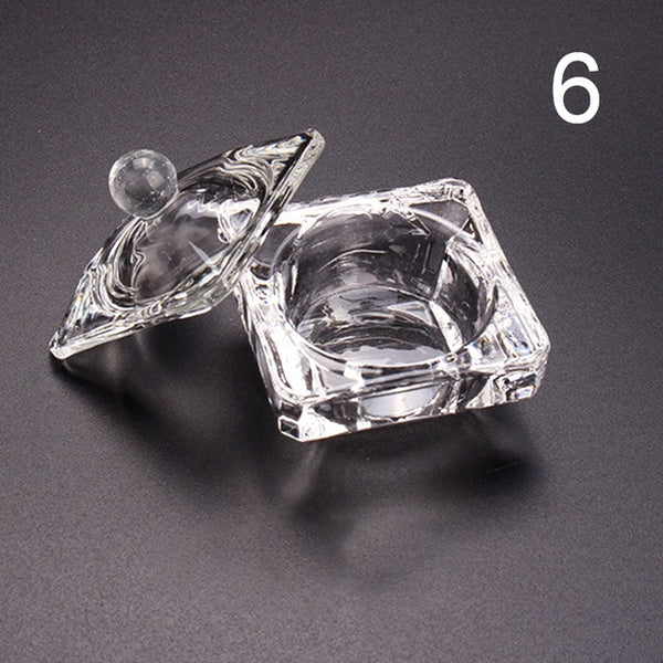1Pc Acrylic Nail Cup Clear Crystal Bowl Acrylic Powder Liquid Holder Dappen Dish Salon Equipment Nail Art Design Tool