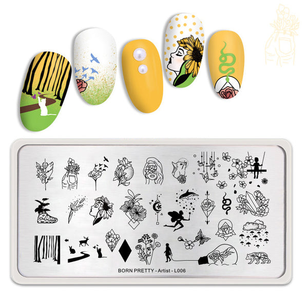 BORN PRETTY Rectangle Nail Stamping Plates Marble Texture Ink Stainless Steel Template Nail Art Image Texture  DIY Plate Tools