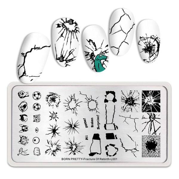 BORN PRETTY Rectangle Nail Stamping Plates Marble Texture Ink Stainless Steel Template Nail Art Image Texture  DIY Plate Tools