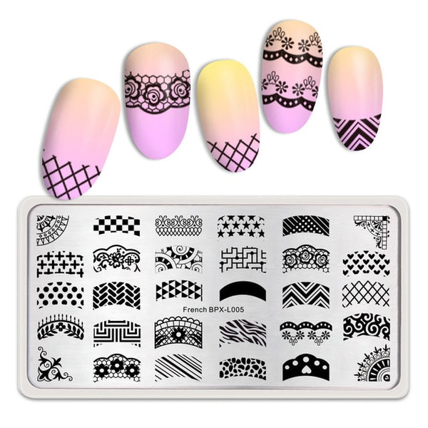 BORN PRETTY Rectangle Nail Stamping Plates Marble Texture Ink Stainless Steel Template Nail Art Image Texture  DIY Plate Tools
