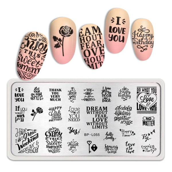 BORN PRETTY Rectangle Nail Stamping Plates Marble Texture Ink Stainless Steel Template Nail Art Image Texture  DIY Plate Tools