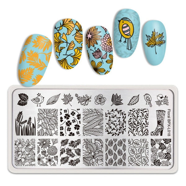 BORN PRETTY Rectangle Nail Stamping Plates Marble Texture Ink Stainless Steel Template Nail Art Image Texture  DIY Plate Tools