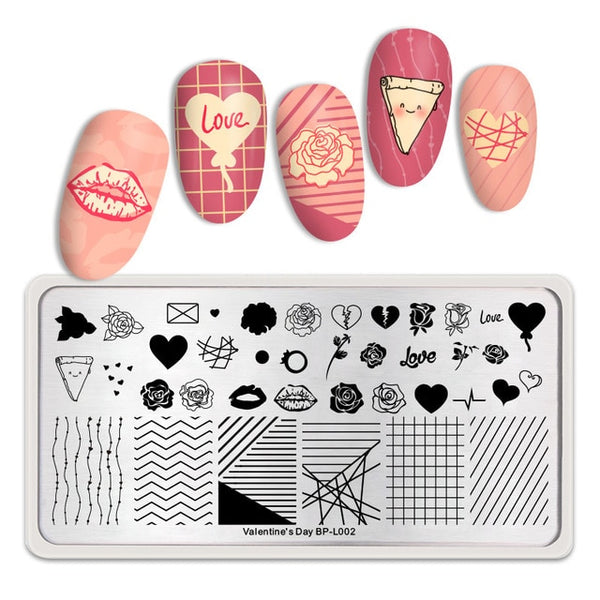 BORN PRETTY Rectangle Nail Stamping Plates Marble Texture Ink Stainless Steel Template Nail Art Image Texture  DIY Plate Tools