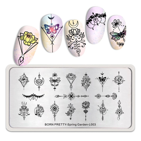 BORN PRETTY Rectangle Nail Stamping Plates Marble Texture Ink Stainless Steel Template Nail Art Image Texture  DIY Plate Tools