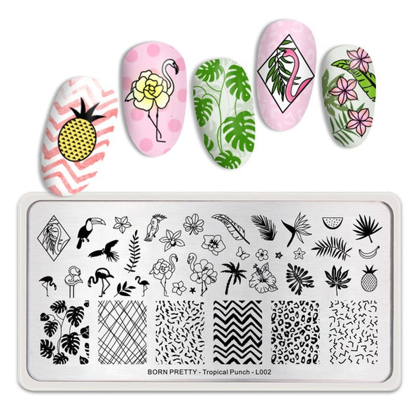 BORN PRETTY Rectangle Nail Stamping Plates Marble Texture Ink Stainless Steel Template Nail Art Image Texture  DIY Plate Tools