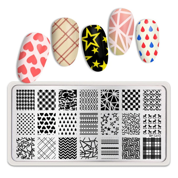 BORN PRETTY Rectangle Nail Stamping Plates Marble Texture Ink Stainless Steel Template Nail Art Image Texture  DIY Plate Tools