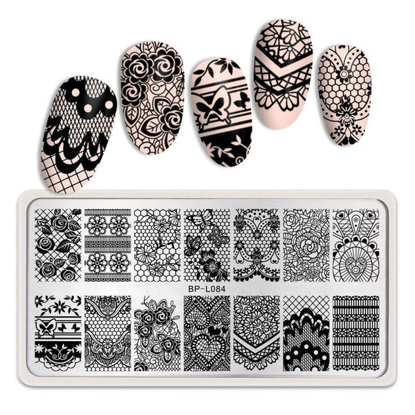 BORN PRETTY Rectangle Nail Stamping Plates Marble Texture Ink Stainless Steel Template Nail Art Image Texture  DIY Plate Tools