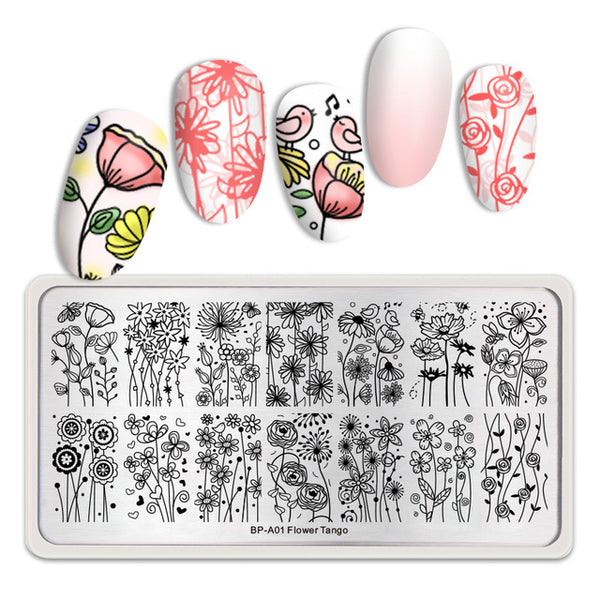 BORN PRETTY Rectangle Nail Stamping Plates Marble Texture Ink Stainless Steel Template Nail Art Image Texture  DIY Plate Tools