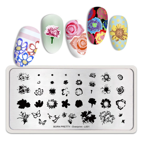BORN PRETTY Rectangle Nail Stamping Plates Marble Texture Ink Stainless Steel Template Nail Art Image Texture  DIY Plate Tools