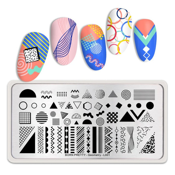BORN PRETTY Rectangle Nail Stamping Plates Marble Texture Ink Stainless Steel Template Nail Art Image Texture  DIY Plate Tools
