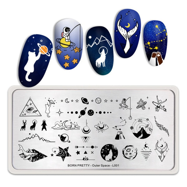 BORN PRETTY Rectangle Nail Stamping Plates Marble Texture Ink Stainless Steel Template Nail Art Image Texture  DIY Plate Tools
