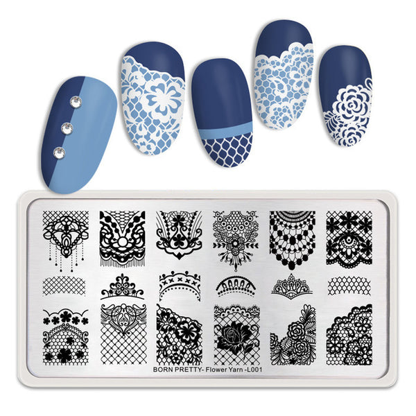 BORN PRETTY Rectangle Nail Stamping Plates Marble Texture Ink Stainless Steel Template Nail Art Image Texture  DIY Plate Tools