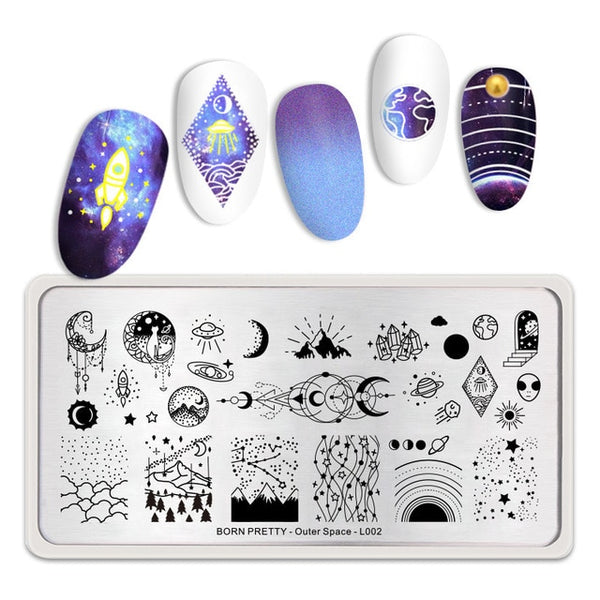 BORN PRETTY Rectangle Nail Stamping Plates Marble Texture Ink Stainless Steel Template Nail Art Image Texture  DIY Plate Tools