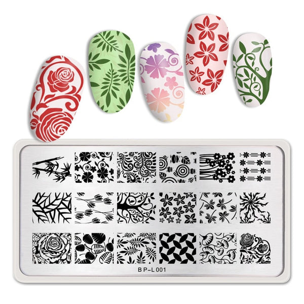 BORN PRETTY Rectangle Nail Stamping Plates Marble Texture Ink Stainless Steel Template Nail Art Image Texture  DIY Plate Tools