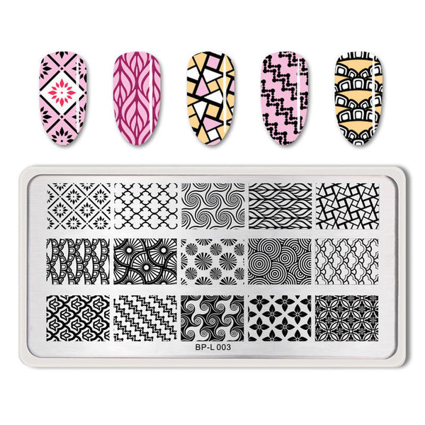 BORN PRETTY Rectangle Nail Stamping Plates Marble Texture Ink Stainless Steel Template Nail Art Image Texture  DIY Plate Tools