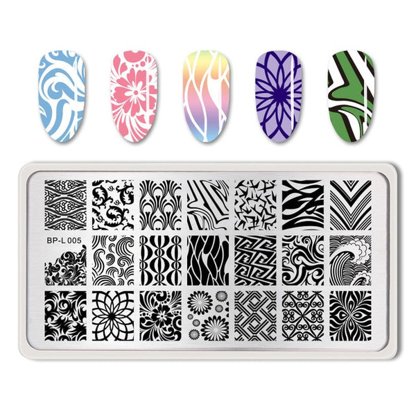 BORN PRETTY Rectangle Nail Stamping Plates Marble Texture Ink Stainless Steel Template Nail Art Image Texture  DIY Plate Tools