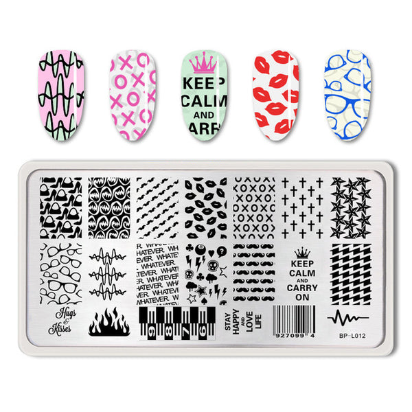 BORN PRETTY Rectangle Nail Stamping Plates Marble Texture Ink Stainless Steel Template Nail Art Image Texture  DIY Plate Tools