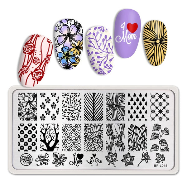 BORN PRETTY Rectangle Nail Stamping Plates Marble Texture Ink Stainless Steel Template Nail Art Image Texture  DIY Plate Tools