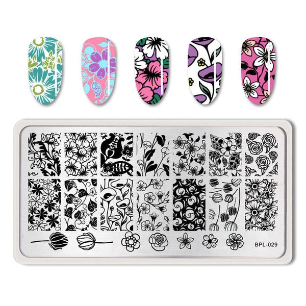 BORN PRETTY Rectangle Nail Stamping Plates Marble Texture Ink Stainless Steel Template Nail Art Image Texture  DIY Plate Tools