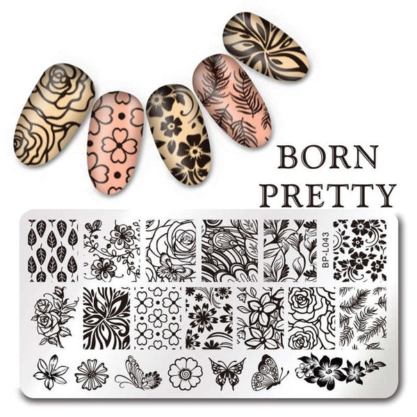 BORN PRETTY Rectangle Nail Stamping Plates Marble Texture Ink Stainless Steel Template Nail Art Image Texture  DIY Plate Tools