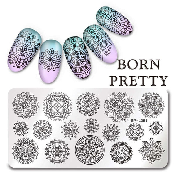 BORN PRETTY Rectangle Nail Stamping Plates Marble Texture Ink Stainless Steel Template Nail Art Image Texture  DIY Plate Tools