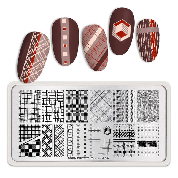 BORN PRETTY Rectangle Nail Stamping Plates Marble Texture Ink Stainless Steel Template Nail Art Image Texture  DIY Plate Tools