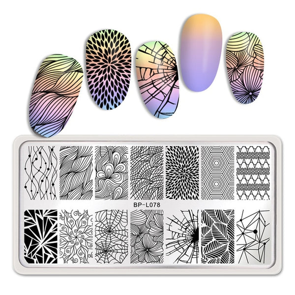 BORN PRETTY Rectangle Nail Stamping Plates Marble Texture Ink Stainless Steel Template Nail Art Image Texture  DIY Plate Tools