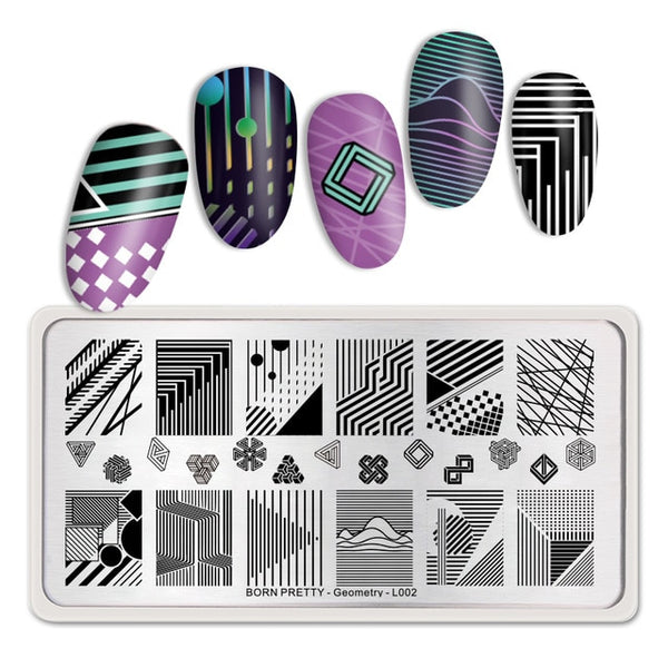BORN PRETTY Rectangle Nail Stamping Plates Marble Texture Ink Stainless Steel Template Nail Art Image Texture  DIY Plate Tools