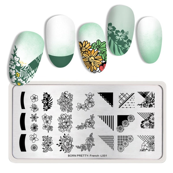 BORN PRETTY Rectangle Nail Stamping Plates Marble Texture Ink Stainless Steel Template Nail Art Image Texture  DIY Plate Tools
