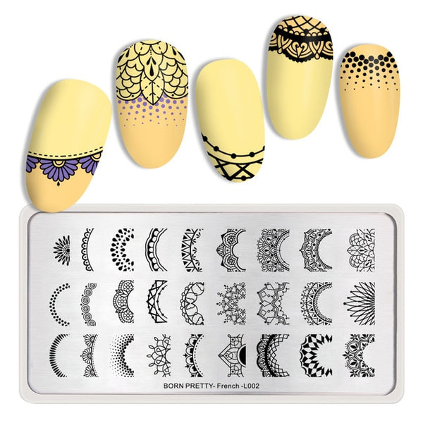 BORN PRETTY Rectangle Nail Stamping Plates Marble Texture Ink Stainless Steel Template Nail Art Image Texture  DIY Plate Tools